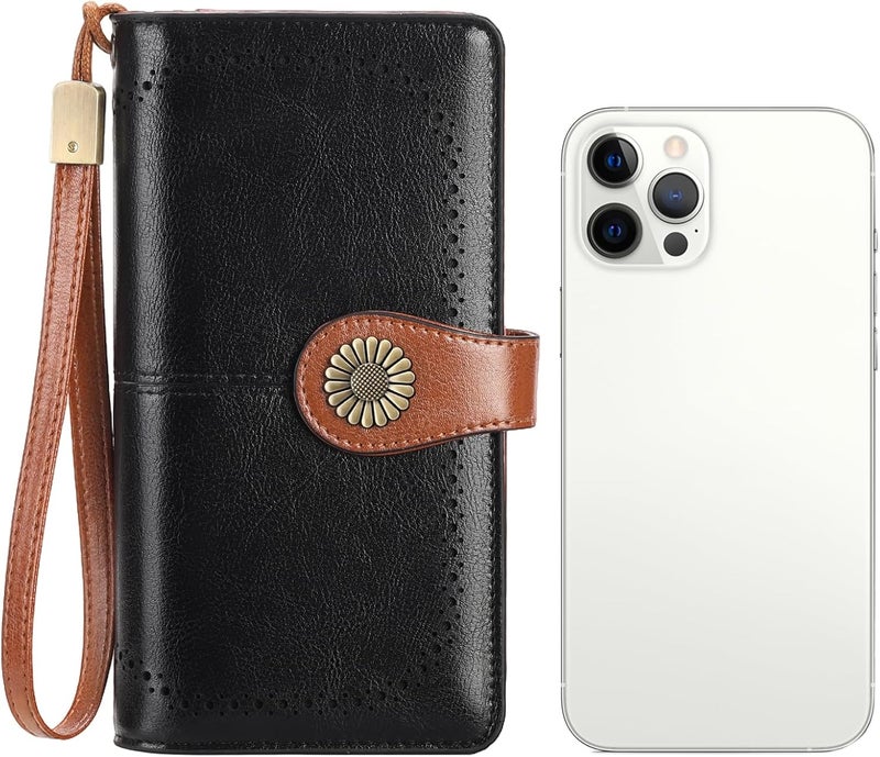 SENDEFN Wallets for Women Leather Credit Card Holder with RFID Blocking Large Capacity Wristlet | with RFID Blocking, Large Capacity, Wristlet, with RFID Blocking, Large Capacity, Wristlet - Image 3